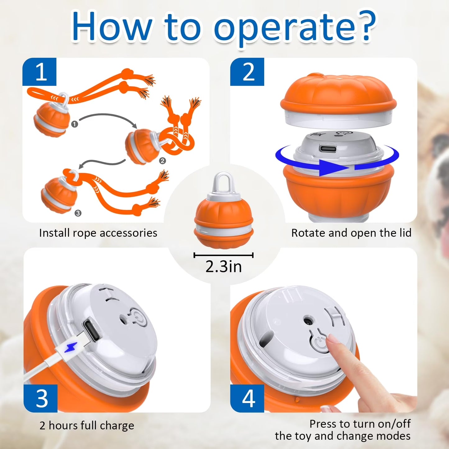 Interactive Motion-Activated Dog Ball Toy - Rechargeable Automatic Rolling Toy for Small Dogs and Puppies