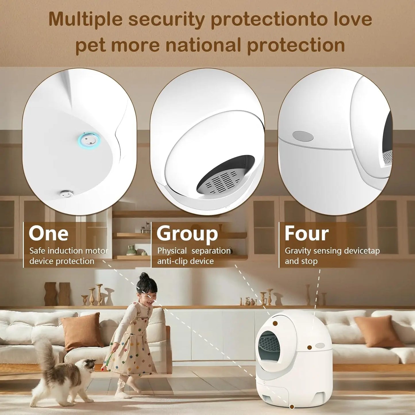 Self Cleaning Cat Litter Box with APP Control, Automatic Liiter Box for Multiple Cats, Quiet Operation, Large, Customized