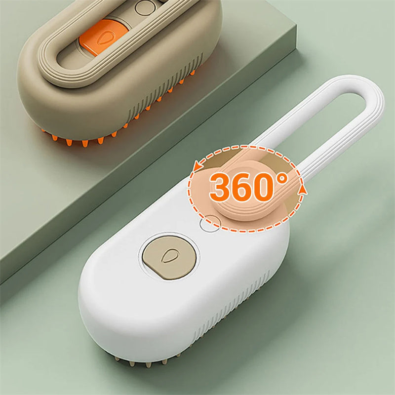3-in-1 Electric Steam Brush for Cats and Dogs - Grooming, Massage, and Hair Removal Comb
