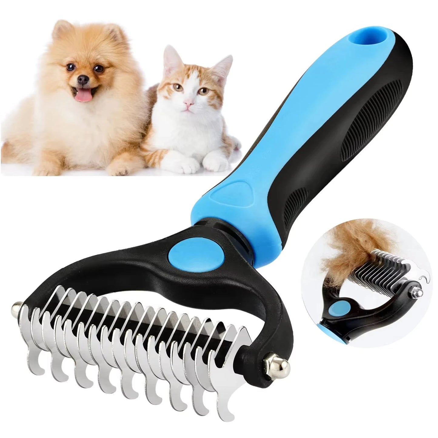 Professional Dual-Sided Pet Grooming Brush for Cats and Dogs - Effective Deshedding Tool for Tangles and Knots Removal