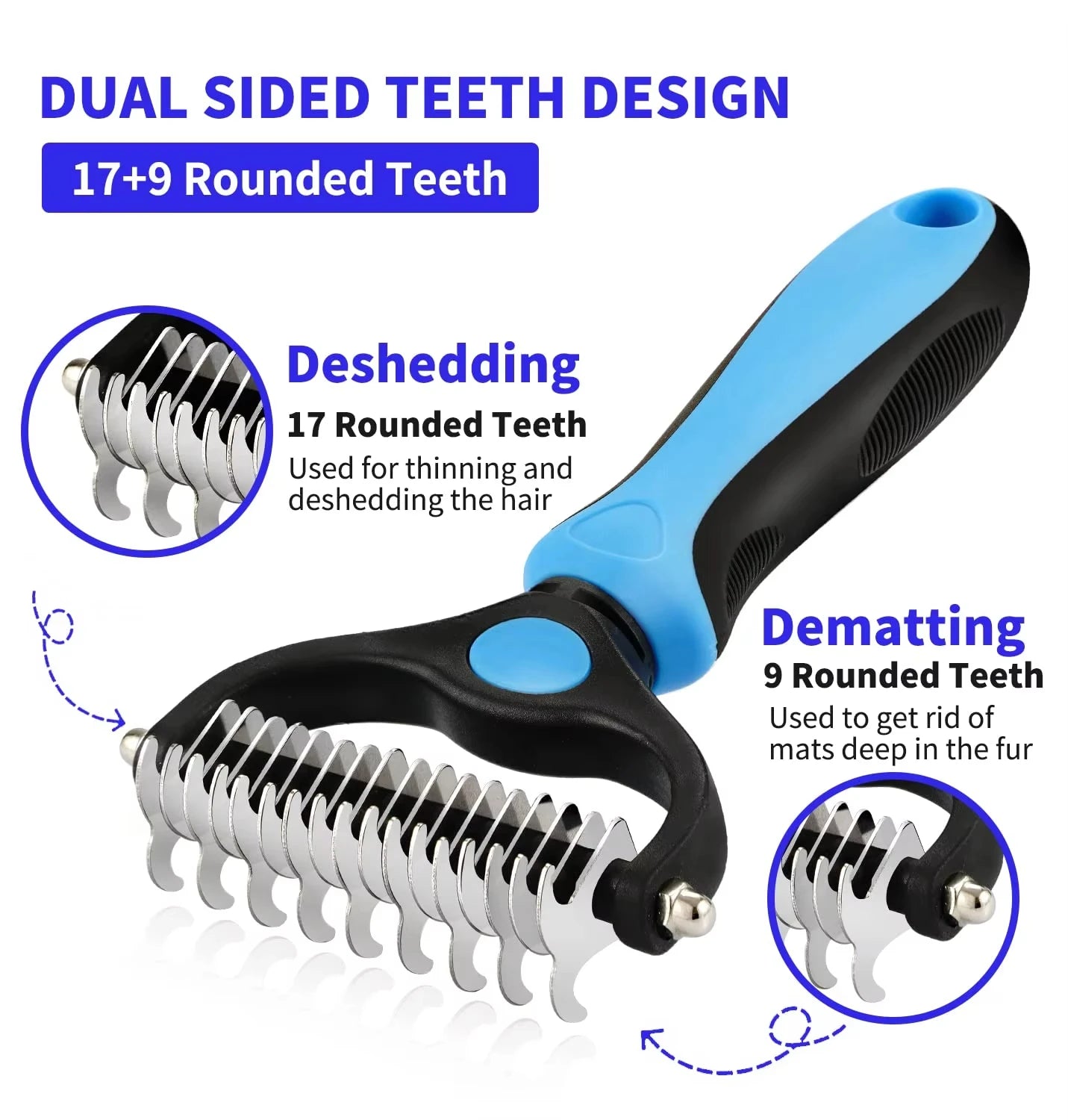 Professional Dual-Sided Pet Grooming Brush for Cats and Dogs - Effective Deshedding Tool for Tangles and Knots Removal
