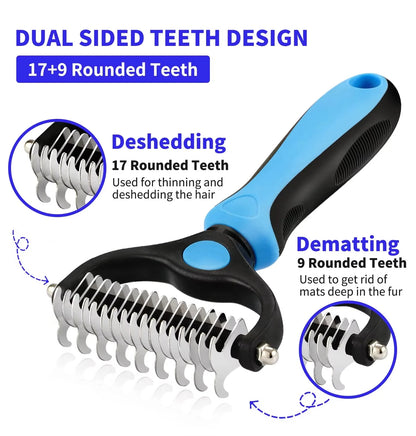 Professional Dual-Sided Pet Grooming Brush for Cats and Dogs - Effective Deshedding Tool for Tangles and Knots Removal