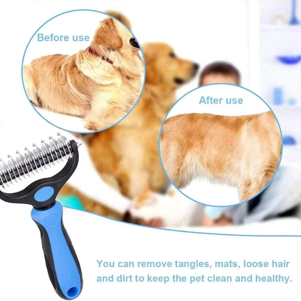 Professional Dual-Sided Pet Grooming Brush for Cats and Dogs - Effective Deshedding Tool for Tangles and Knots Removal