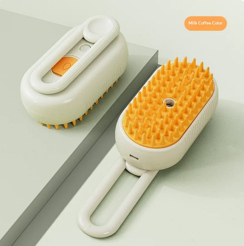 3-in-1 Electric Steam Brush for Cats and Dogs - Grooming, Massage, and Hair Removal Comb