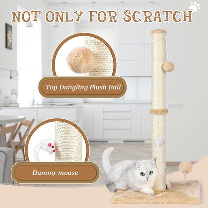32" Tall Cat Scratching Posts for Indoor Cats, 3-In-1 Cat Scratching Post Wit...