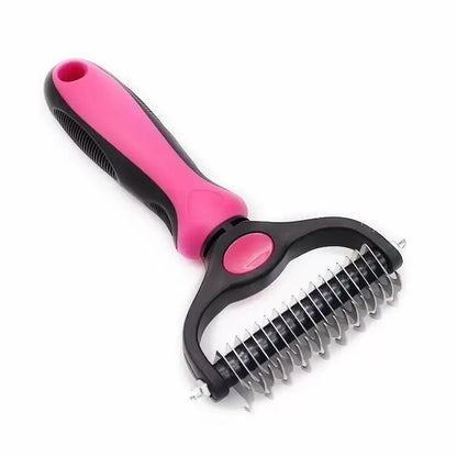 Professional Dual-Sided Pet Grooming Brush for Cats and Dogs - Effective Deshedding Tool for Tangles and Knots Removal