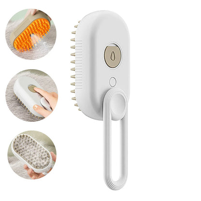 3-in-1 Electric Steam Brush for Cats and Dogs - Grooming, Massage, and Hair Removal Comb