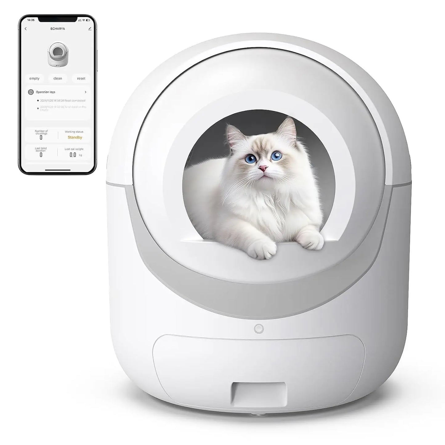 Self Cleaning Cat Litter Box with APP Control, Automatic Liiter Box for Multiple Cats, Quiet Operation, Large, Customized