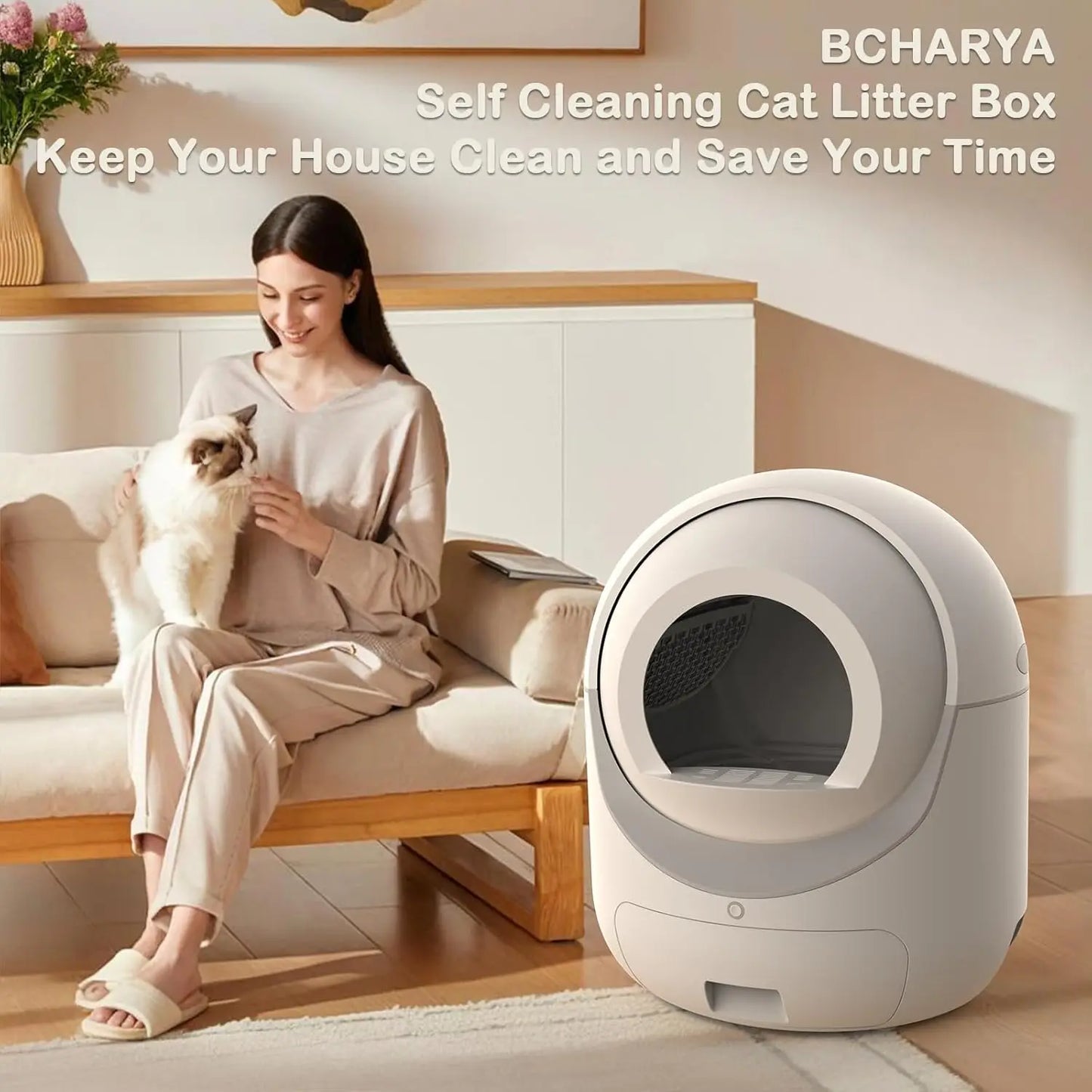 Self Cleaning Cat Litter Box with APP Control, Automatic Liiter Box for Multiple Cats, Quiet Operation, Large, Customized