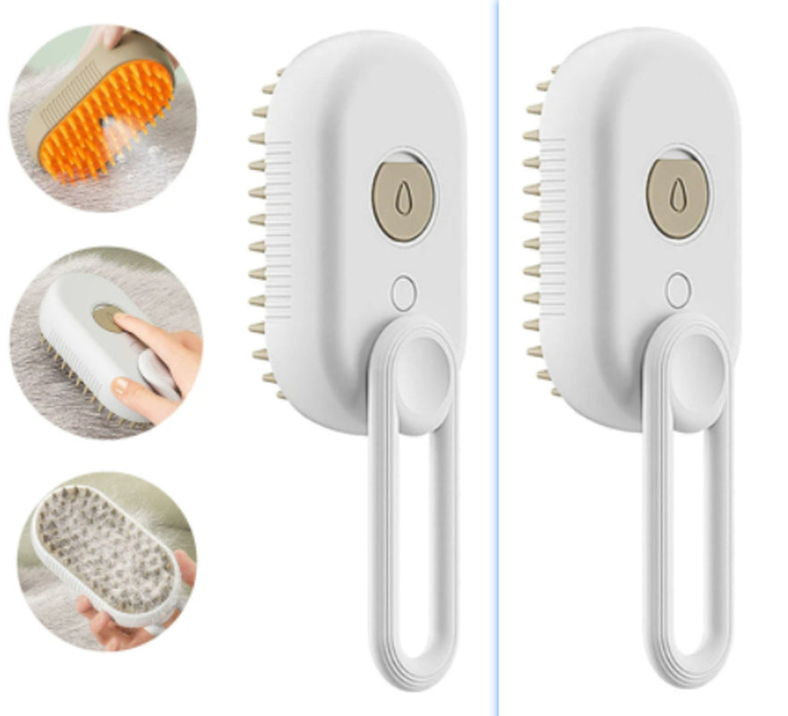 3-in-1 Electric Steam Brush for Cats and Dogs - Grooming, Massage, and Hair Removal Comb