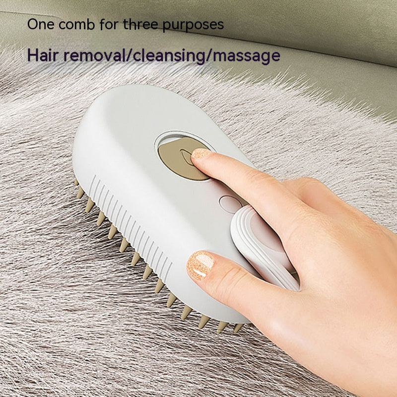 3-in-1 Electric Steam Brush for Cats and Dogs - Grooming, Massage, and Hair Removal Comb