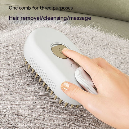 3-in-1 Electric Steam Brush for Cats and Dogs - Grooming, Massage, and Hair Removal Comb