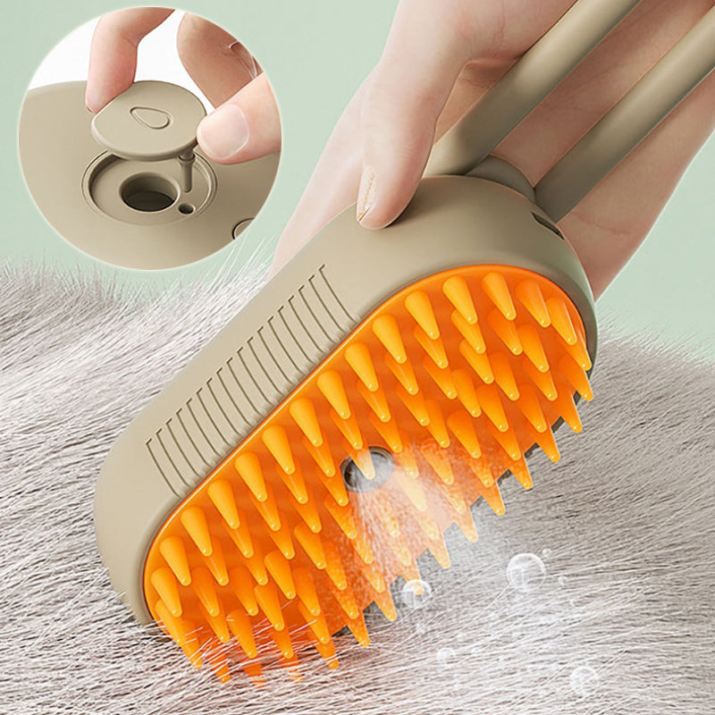 3-in-1 Electric Steam Brush for Cats and Dogs - Grooming, Massage, and Hair Removal Comb