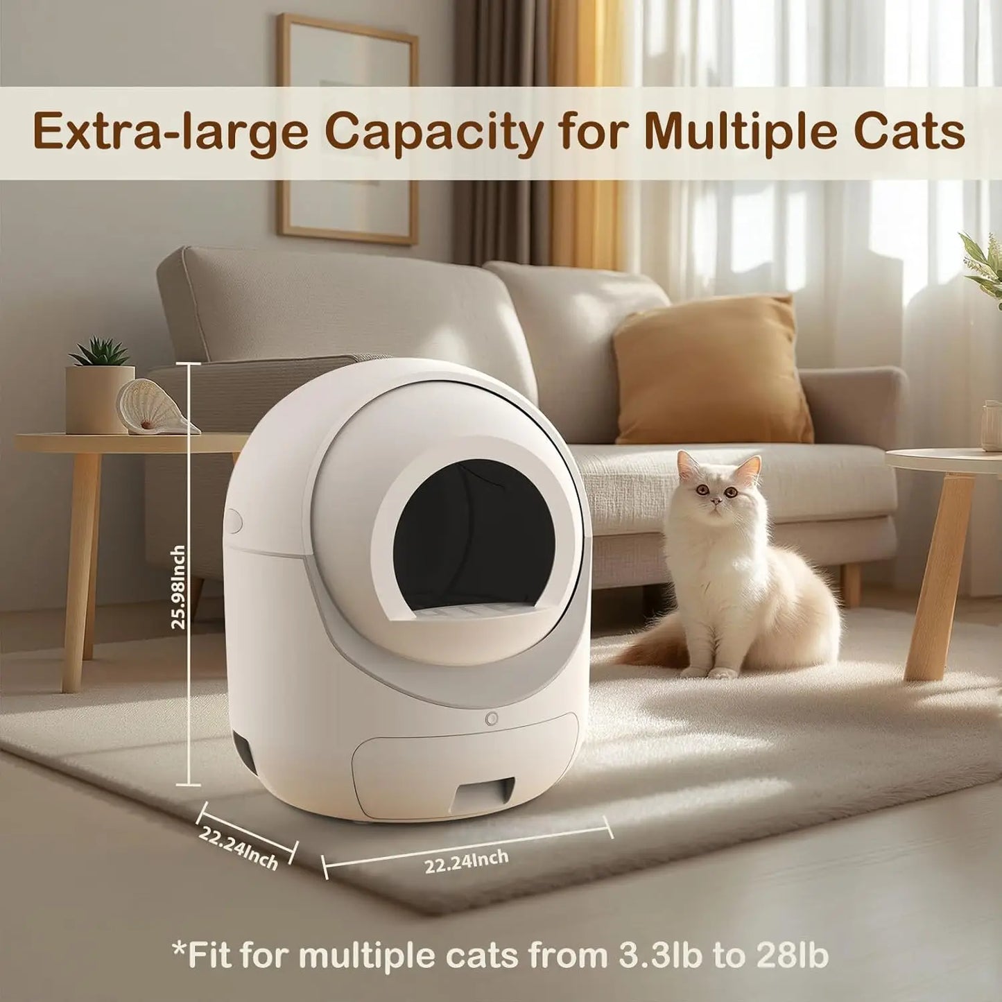 Self Cleaning Cat Litter Box with APP Control, Automatic Liiter Box for Multiple Cats, Quiet Operation, Large, Customized