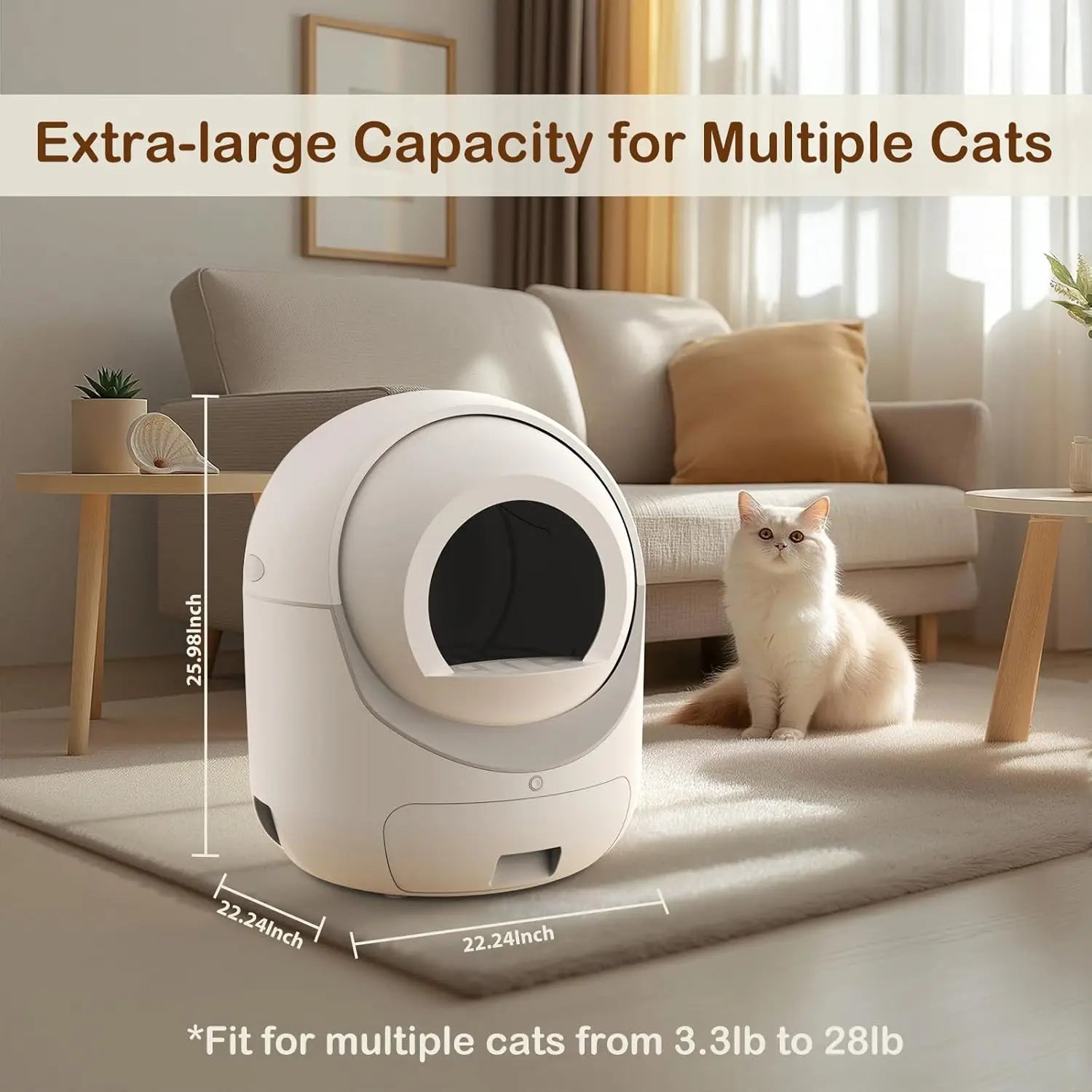 Self Cleaning Cat Litter Box with APP Control, Automatic Liiter Box for Multiple Cats, Quiet Operation, Large, Customized