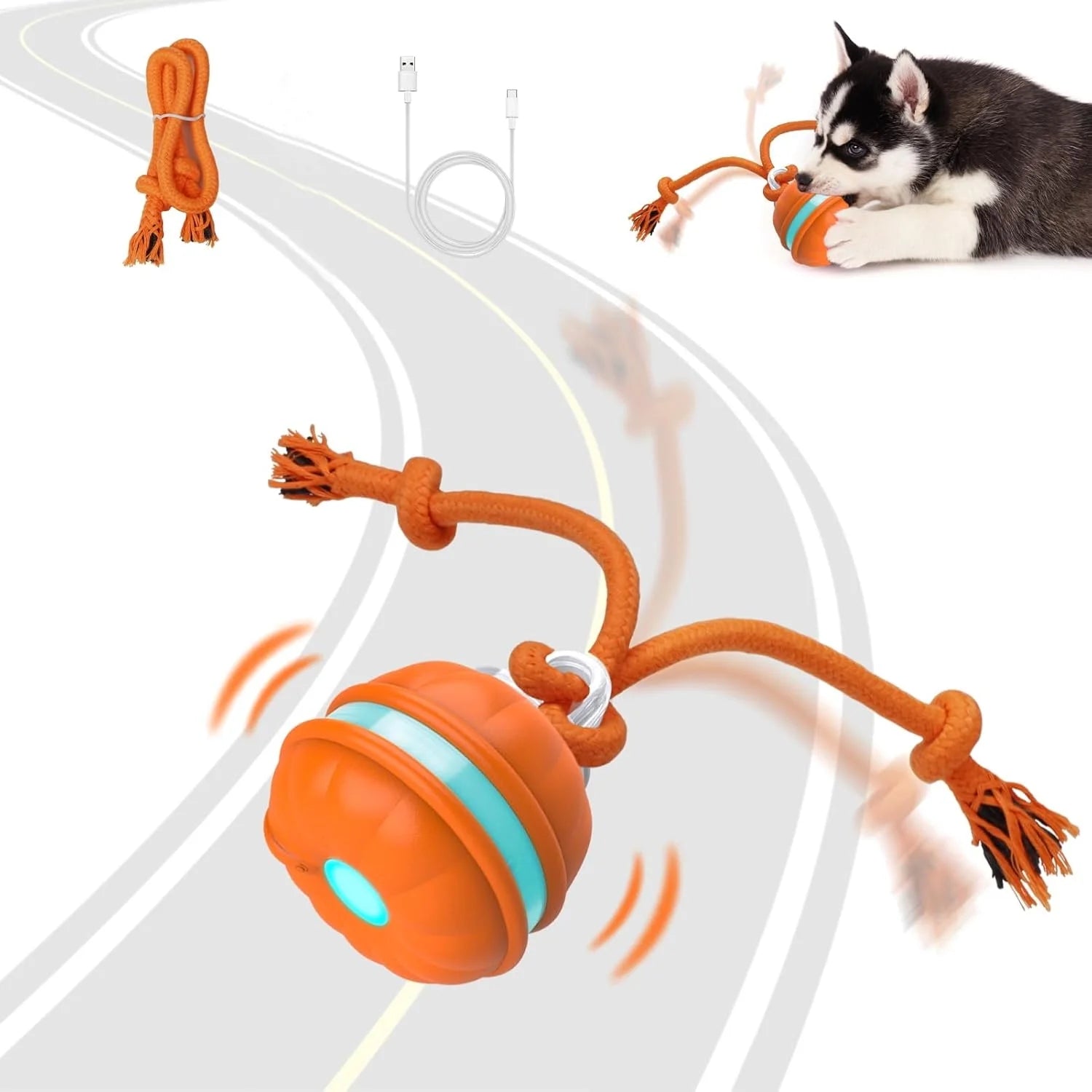Interactive Motion-Activated Dog Ball Toy - Rechargeable Automatic Rolling Toy for Small Dogs and Puppies