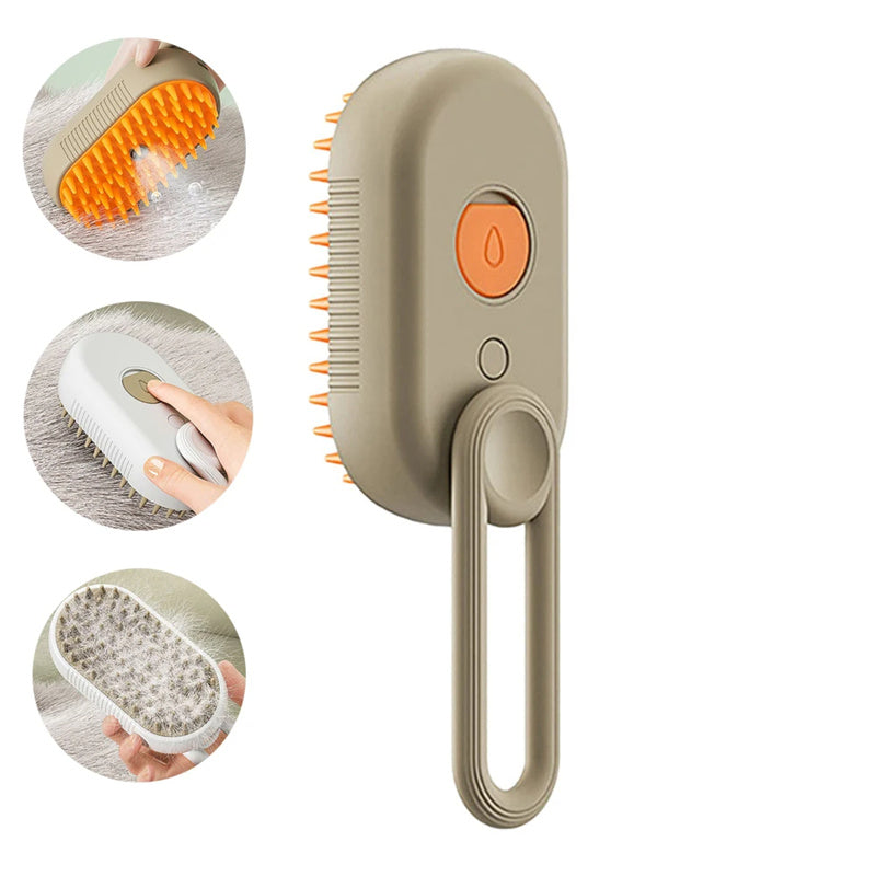 3-in-1 Electric Steam Brush for Cats and Dogs - Grooming, Massage, and Hair Removal Comb