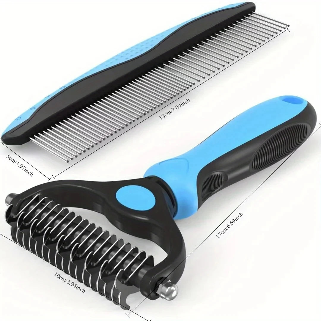 Professional Dual-Sided Pet Grooming Brush for Cats and Dogs - Effective Deshedding Tool for Tangles and Knots Removal