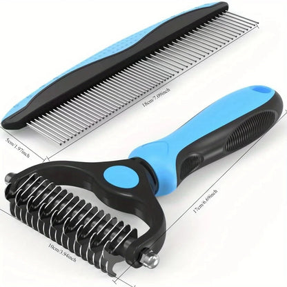 Professional Dual-Sided Pet Grooming Brush for Cats and Dogs - Effective Deshedding Tool for Tangles and Knots Removal